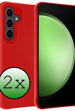 BASEY. Hoes Geschikt voor Samsung S23 FE Hoesje Siliconen Back Cover Case - Hoesje Geschikt voor Samsung Galaxy S23 FE Hoes Cover Hoesje - Rood - 2 Stuks