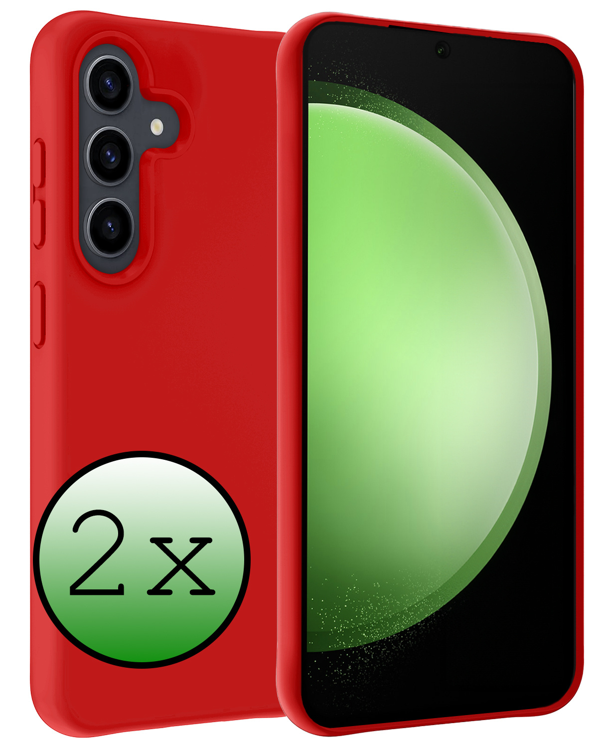 BASEY. Hoes Geschikt voor Samsung S23 FE Hoesje Siliconen Back Cover Case - Hoesje Geschikt voor Samsung Galaxy S23 FE Hoes Cover Hoesje - Rood - 2 Stuks