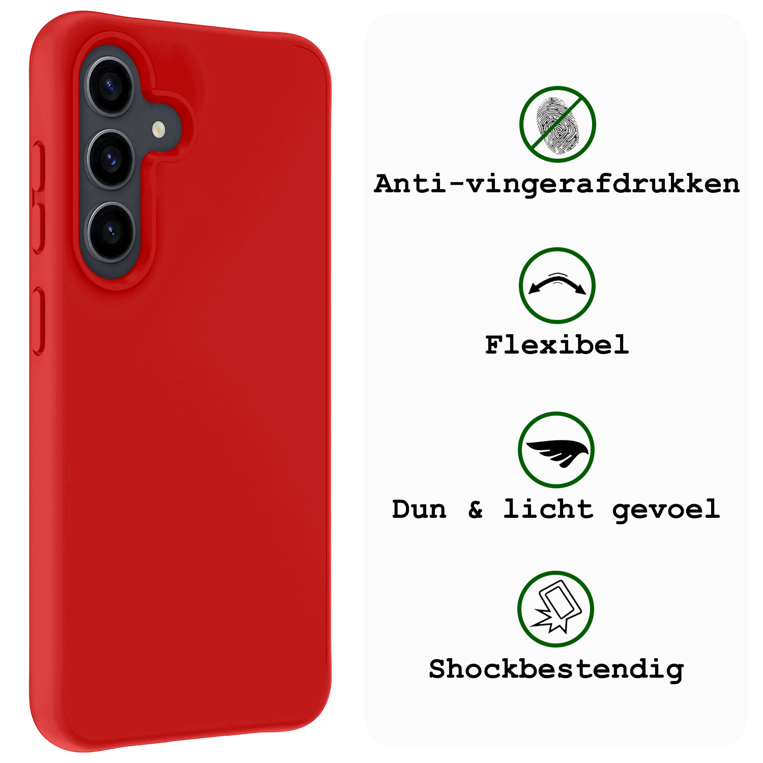 BASEY. Hoes Geschikt voor Samsung S23 FE Hoesje Siliconen Back Cover Case - Hoesje Geschikt voor Samsung Galaxy S23 FE Hoes Cover Hoesje - Rood - 2 Stuks