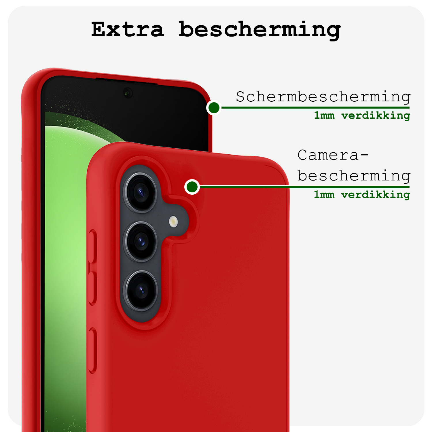 BASEY. Hoes Geschikt voor Samsung S23 FE Hoesje Siliconen Back Cover Case - Hoesje Geschikt voor Samsung Galaxy S23 FE Hoes Cover Hoesje - Rood - 2 Stuks