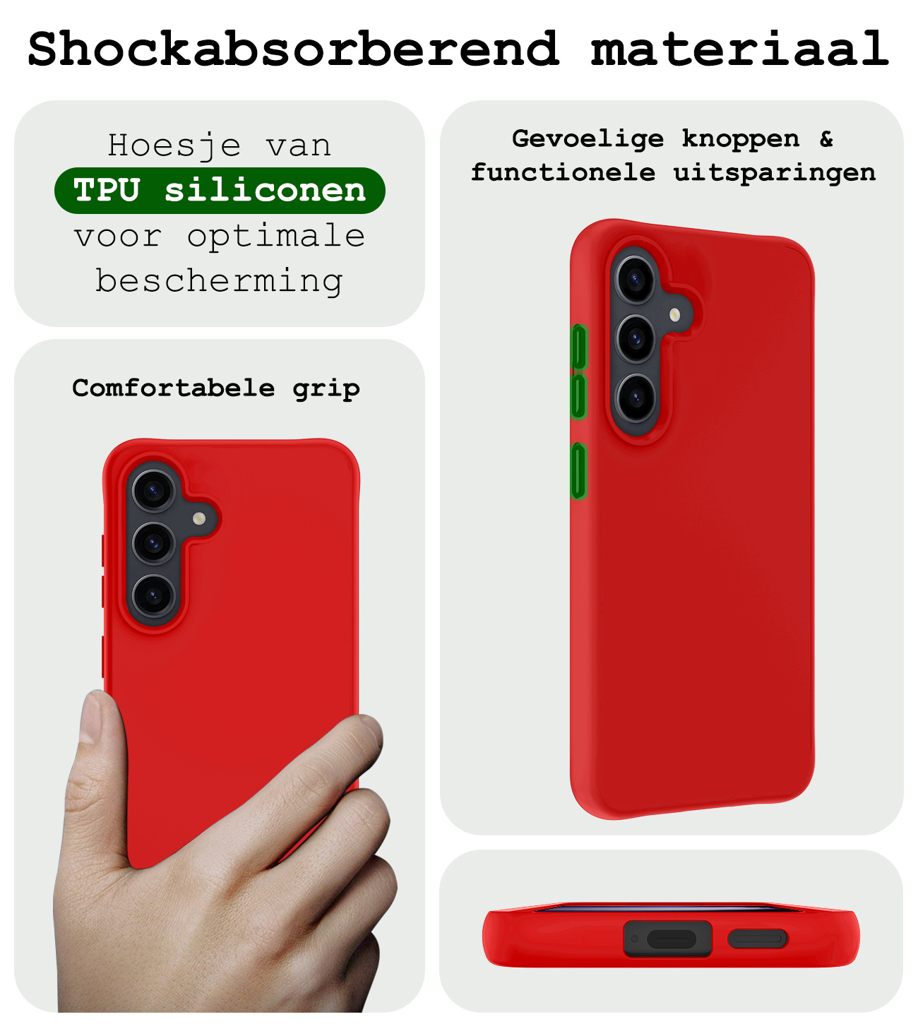 BASEY. Hoes Geschikt voor Samsung S23 FE Hoesje Siliconen Back Cover Case - Hoesje Geschikt voor Samsung Galaxy S23 FE Hoes Cover Hoesje - Rood - 2 Stuks