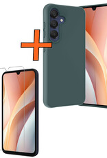 Nomfy Hoesje Geschikt voor Samsung A15 Hoesje Siliconen Cover Case Met Screenprotector - Hoes Geschikt voor Samsung Galaxy A15 Hoes Back Case - Donkergroen