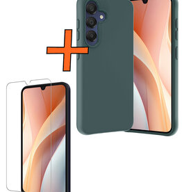 Nomfy Nomfy Samsung Galaxy A15 Hoesje Siliconen Met Screenprotector - Donkergroen