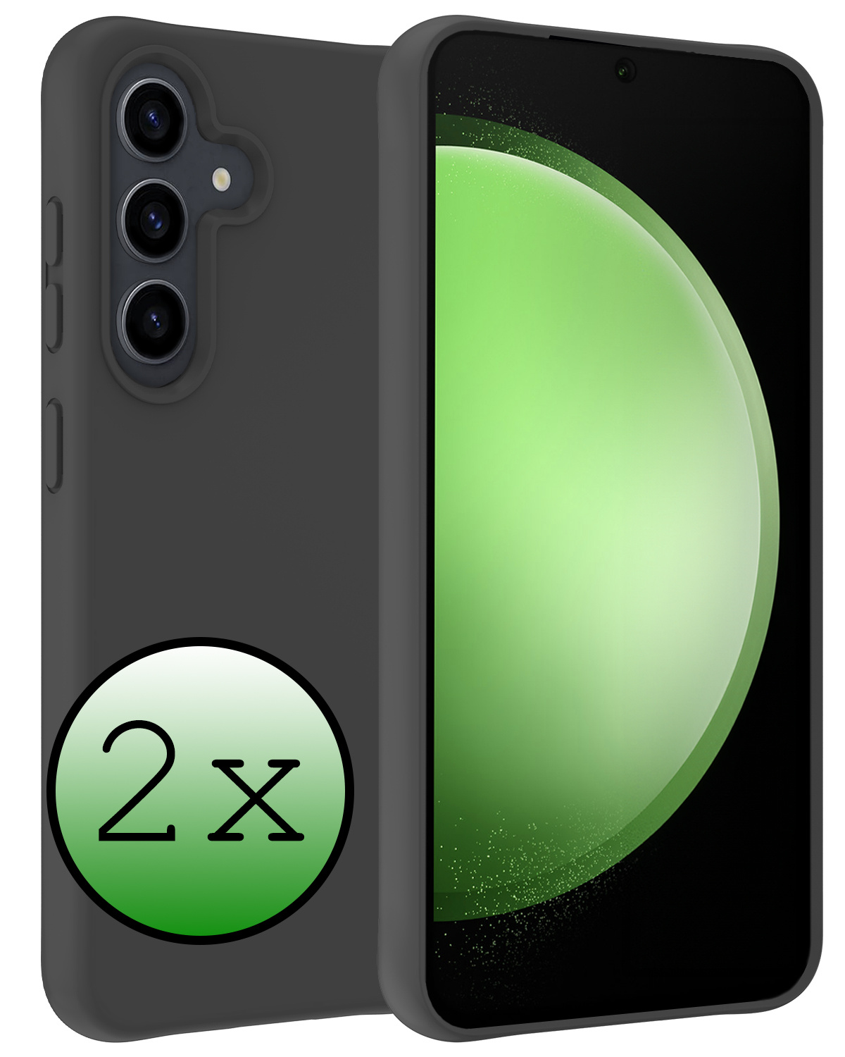 BASEY. Hoes Geschikt voor Samsung S23 FE Hoesje Siliconen Back Cover Case - Hoesje Geschikt voor Samsung Galaxy S23 FE Hoes Cover Hoesje - Zwart - 2 Stuks