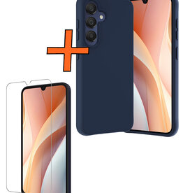 Nomfy Nomfy Samsung Galaxy A15 Hoesje Siliconen Met Screenprotector - Donkerblauw
