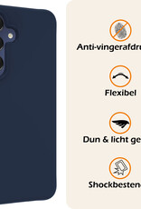 Nomfy Hoesje Geschikt voor Samsung A15 Hoesje Siliconen Cover Case Met Screenprotector - Hoes Geschikt voor Samsung Galaxy A15 Hoes Back Case - Donkerblauw