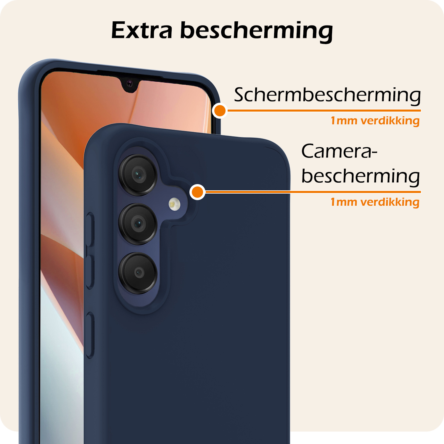 Nomfy Hoesje Geschikt voor Samsung A15 Hoesje Siliconen Cover Case Met Screenprotector - Hoes Geschikt voor Samsung Galaxy A15 Hoes Back Case - Donkerblauw