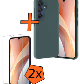 Nomfy Nomfy Samsung Galaxy A15 Hoesje Siliconen Met 2x Screenprotector - Donkergroen