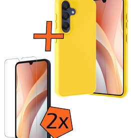 Nomfy Nomfy Samsung Galaxy A15 Hoesje Siliconen Met 2x Screenprotector - Geel