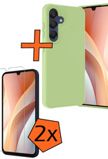 Nomfy Hoesje Geschikt voor Samsung A15 Hoesje Siliconen Cover Case Met 2x Screenprotector - Hoes Geschikt voor Samsung Galaxy A15 Hoes Back Case - Groen