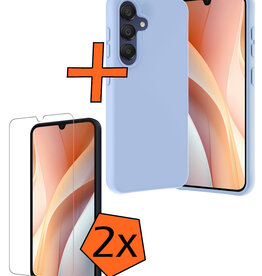 Nomfy Nomfy Samsung Galaxy A15 Hoesje Siliconen Met 2x Screenprotector - Lichtblauw