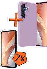 Nomfy Hoesje Geschikt voor Samsung A15 Hoesje Siliconen Cover Case Met 2x Screenprotector - Hoes Geschikt voor Samsung Galaxy A15 Hoes Back Case - Lila