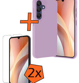 Nomfy Nomfy Samsung Galaxy A15 Hoesje Siliconen Met 2x Screenprotector - Lila