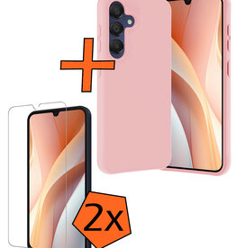 Nomfy Nomfy Samsung Galaxy A15 Hoesje Siliconen Met 2x Screenprotector - Lichtroze