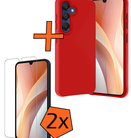 Nomfy Nomfy Samsung Galaxy A15 Hoesje Siliconen Met 2x Screenprotector - Rood
