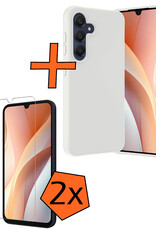 Nomfy Hoesje Geschikt voor Samsung A15 Hoesje Siliconen Cover Case Met 2x Screenprotector - Hoes Geschikt voor Samsung Galaxy A15 Hoes Back Case - Wit