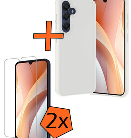Nomfy Nomfy Samsung Galaxy A15 Hoesje Siliconen Met 2x Screenprotector - Wit
