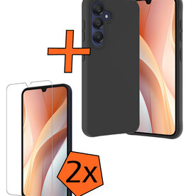 Nomfy Nomfy Samsung Galaxy A15 Hoesje Siliconen Met 2x Screenprotector - Zwart