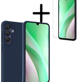 BASEY. BASEY. Samsung Galaxy A15 Hoesje Siliconen Met Screenprotector - Donkerblauw