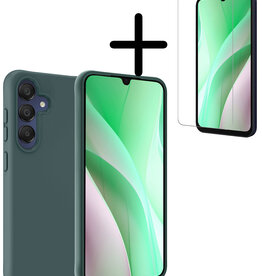 BASEY. BASEY. Samsung Galaxy A15 Hoesje Siliconen Met Screenprotector - Donkergroen