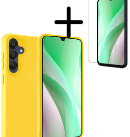 BASEY. BASEY. Samsung Galaxy A15 Hoesje Siliconen Met Screenprotector - Geel
