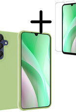 BASEY. Hoes Geschikt voor Samsung A15 Hoesje Siliconen Back Cover Case Met Screenprotector - Hoesje Geschikt voor Samsung Galaxy A15 Hoes Cover Hoesje - Groen