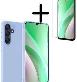 BASEY. BASEY. Samsung Galaxy A15 Hoesje Siliconen Met Screenprotector - Lichtblauw