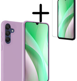 BASEY. BASEY. Samsung Galaxy A15 Hoesje Siliconen Met Screenprotector - Lila