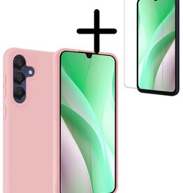 BASEY. BASEY. Samsung Galaxy A15 Hoesje Siliconen Met Screenprotector - Lichtroze