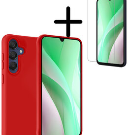 BASEY. BASEY. Samsung Galaxy A15 Hoesje Siliconen Met Screenprotector - Rood
