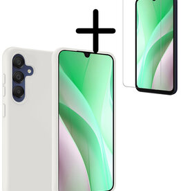 BASEY. BASEY. Samsung Galaxy A15 Hoesje Siliconen Met Screenprotector - Wit
