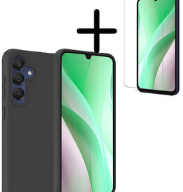 BASEY. BASEY. Samsung Galaxy A15 Hoesje Siliconen Met Screenprotector - Zwart