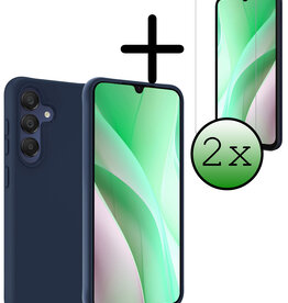 BASEY. BASEY. Samsung Galaxy A15 Hoesje Siliconen Met 2x Screenprotector - Donkerblauw