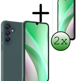 BASEY. BASEY. Samsung Galaxy A15 Hoesje Siliconen Met 2x Screenprotector - Donkergroen