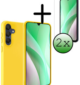 BASEY. BASEY. Samsung Galaxy A15 Hoesje Siliconen Met 2x Screenprotector - Geel