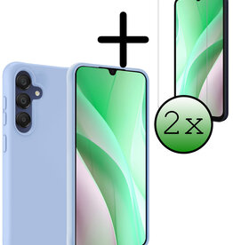 BASEY. BASEY. Samsung Galaxy A15 Hoesje Siliconen Met 2x Screenprotector - Lichtblauw