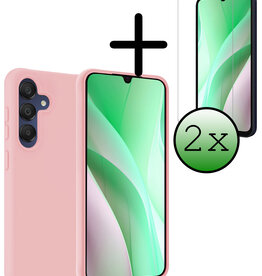 BASEY. BASEY. Samsung Galaxy A15 Hoesje Siliconen Met 2x Screenprotector - Lichtroze