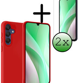 BASEY. BASEY. Samsung Galaxy A15 Hoesje Siliconen Met 2x Screenprotector - Rood