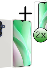 BASEY. Hoes Geschikt voor Samsung A15 Hoesje Siliconen Back Cover Case Met 2x Screenprotector - Hoesje Geschikt voor Samsung Galaxy A15 Hoes Cover Hoesje - Wit