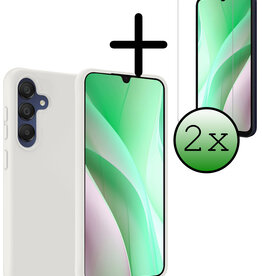 BASEY. BASEY. Samsung Galaxy A15 Hoesje Siliconen Met 2x Screenprotector - Wit