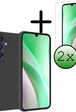 BASEY. Hoes Geschikt voor Samsung A15 Hoesje Siliconen Back Cover Case Met 2x Screenprotector - Hoesje Geschikt voor Samsung Galaxy A15 Hoes Cover Hoesje - Zwart