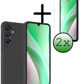 BASEY. BASEY. Samsung Galaxy A15 Hoesje Siliconen Met 2x Screenprotector - Zwart