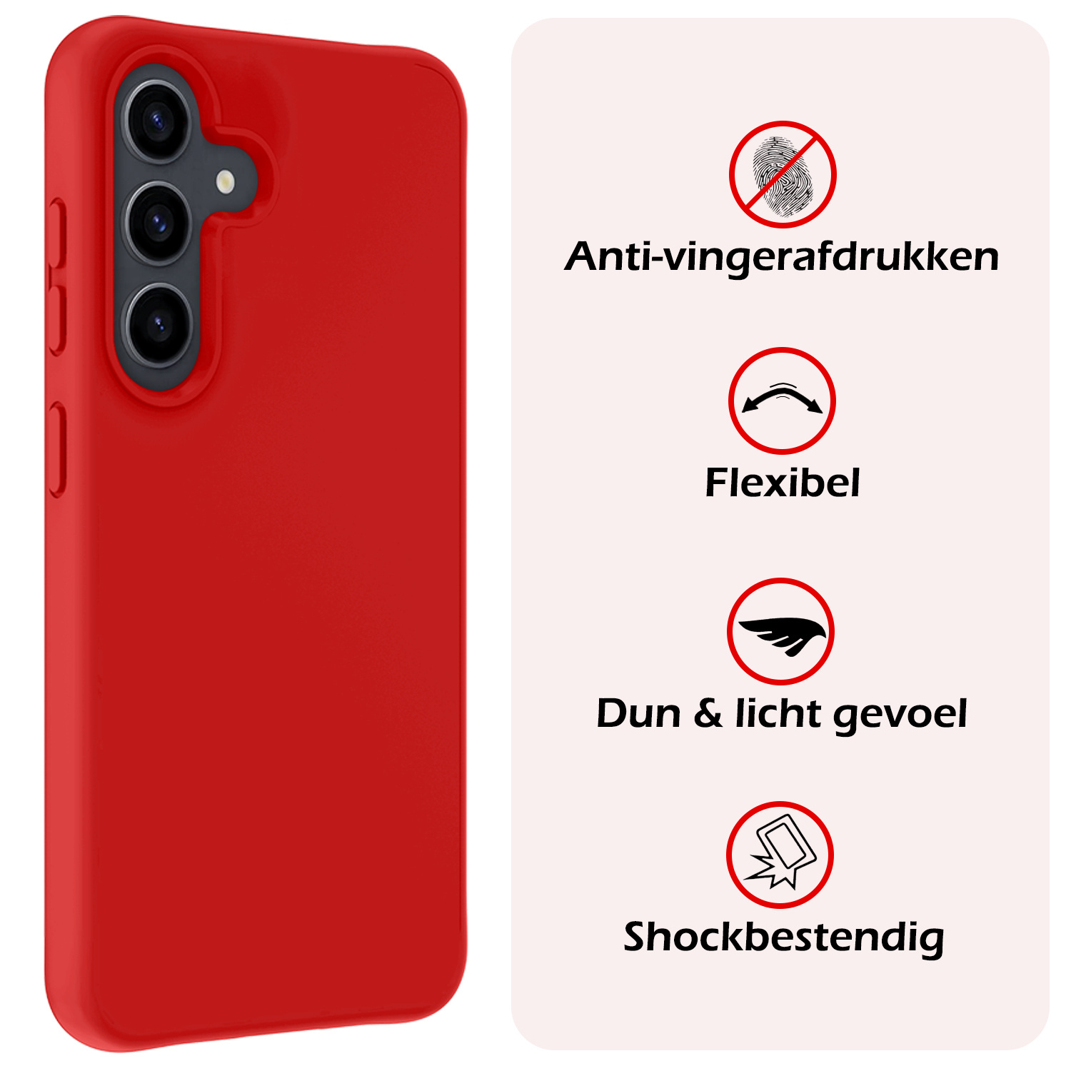 NoXx Hoes Geschikt voor Samsung S23 FE Hoesje Cover Siliconen Back Case Hoes - Rood