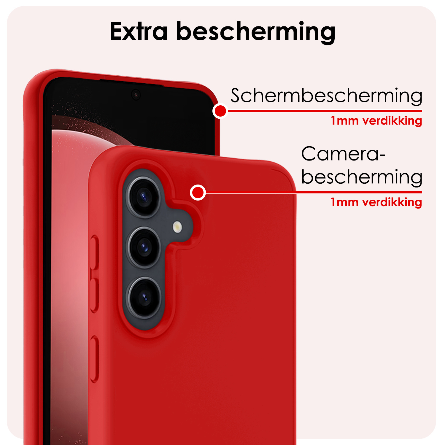 NoXx Hoes Geschikt voor Samsung S23 FE Hoesje Cover Siliconen Back Case Hoes - Rood