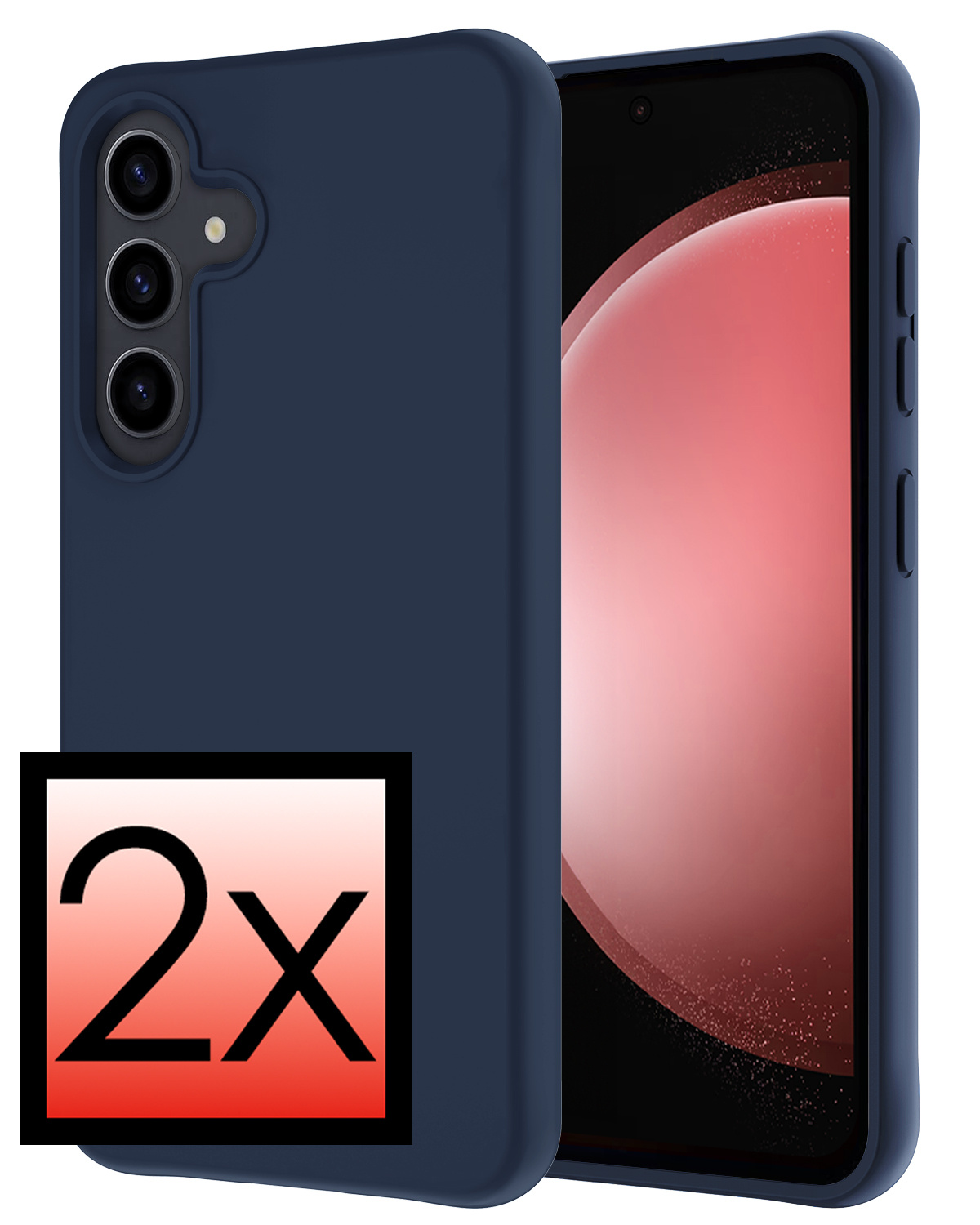 NoXx Hoes Geschikt voor Samsung S23 FE Hoesje Cover Siliconen Back Case Hoes - Donkerblauw - 2x
