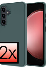 NoXx Hoes Geschikt voor Samsung S23 FE Hoesje Cover Siliconen Back Case Hoes - Donkergroen - 2x