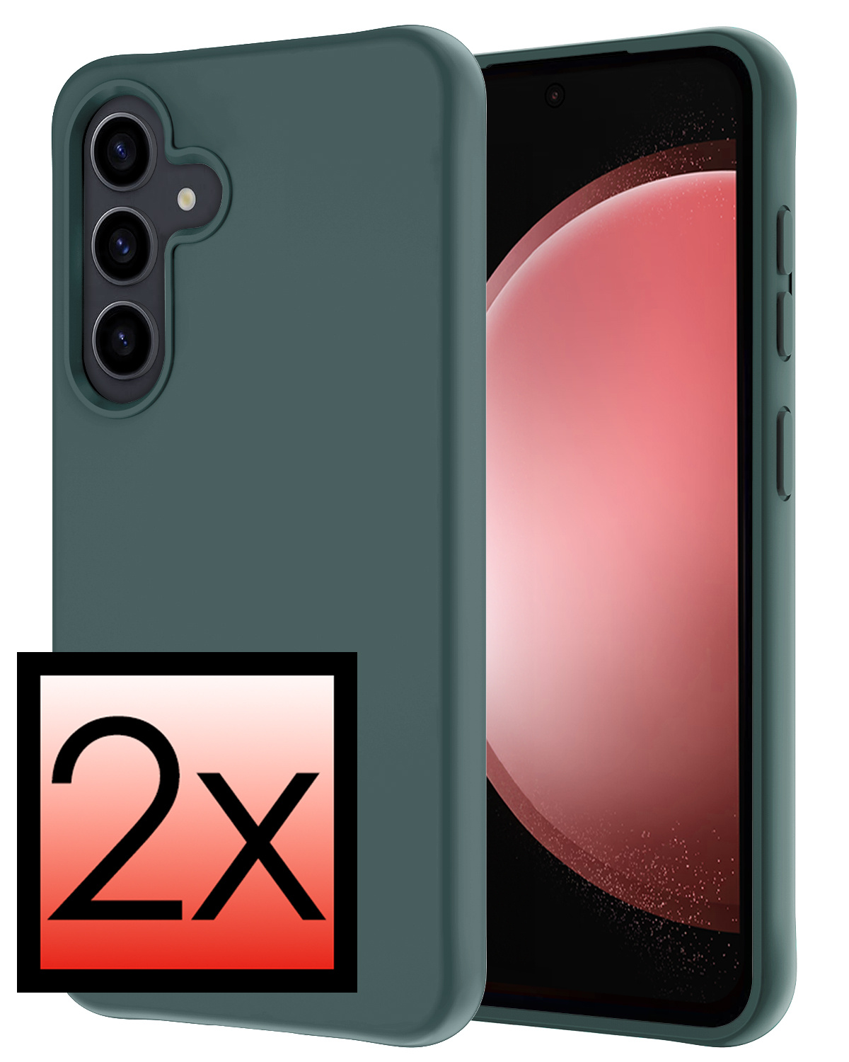 NoXx Hoes Geschikt voor Samsung S23 FE Hoesje Cover Siliconen Back Case Hoes - Donkergroen - 2x