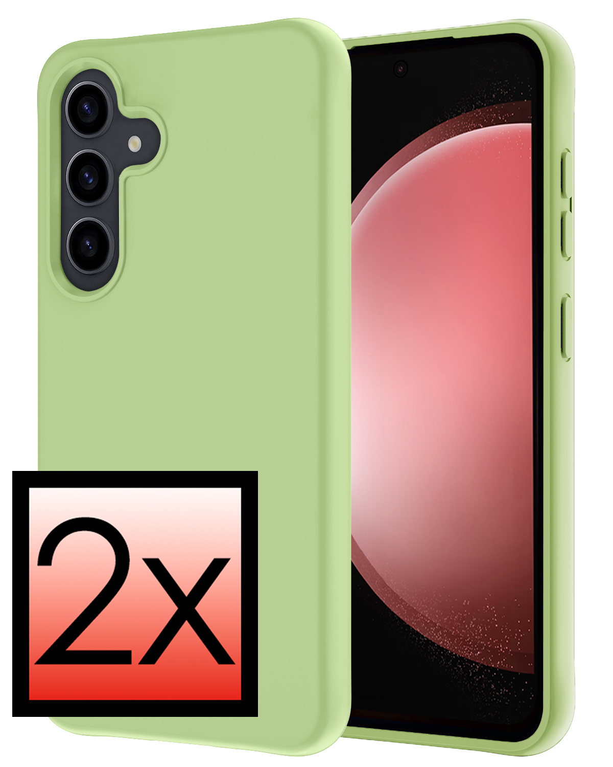 NoXx Hoes Geschikt voor Samsung S23 FE Hoesje Cover Siliconen Back Case Hoes - Groen - 2x