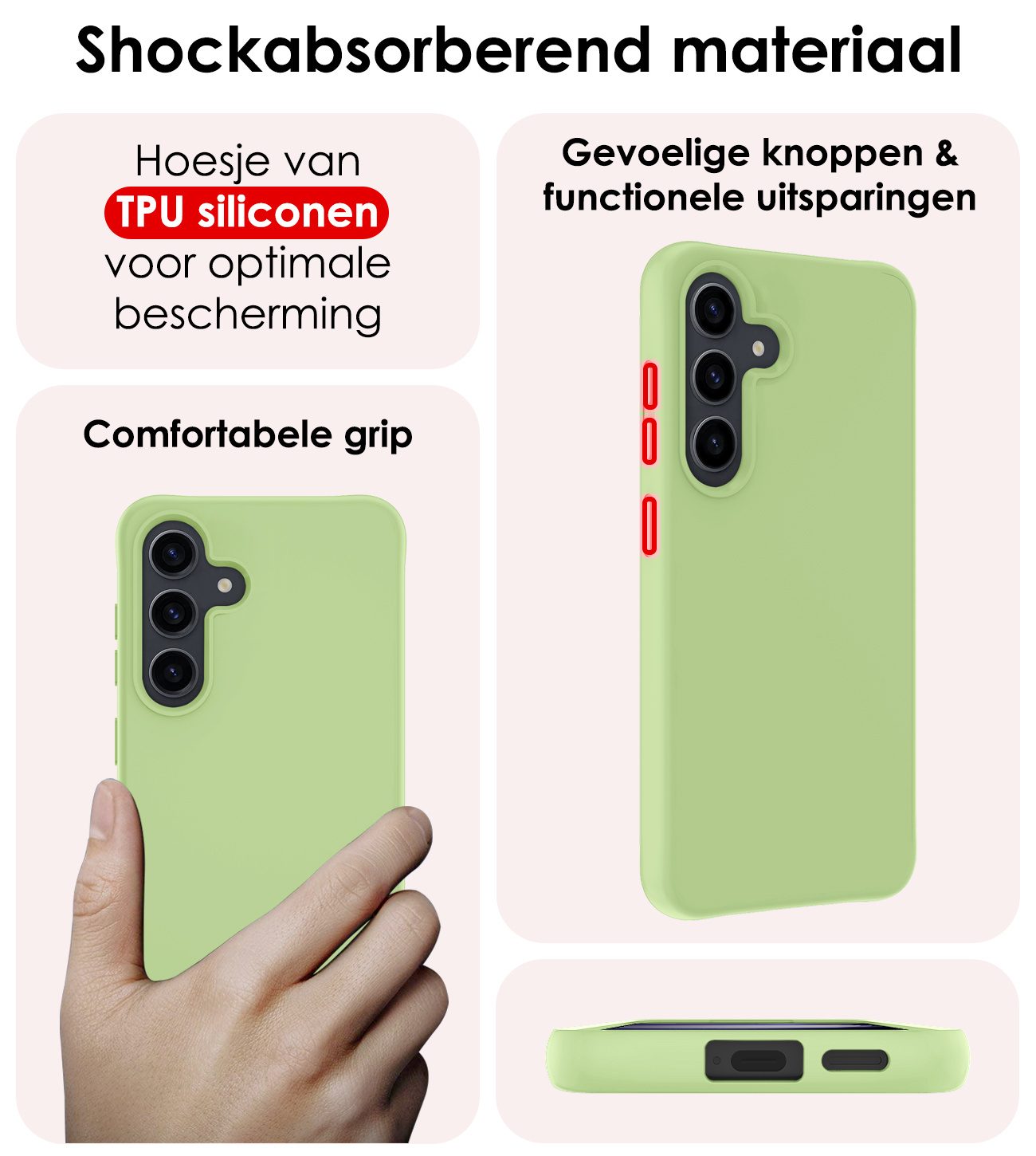 NoXx Hoes Geschikt voor Samsung S23 FE Hoesje Cover Siliconen Back Case Hoes - Groen - 2x