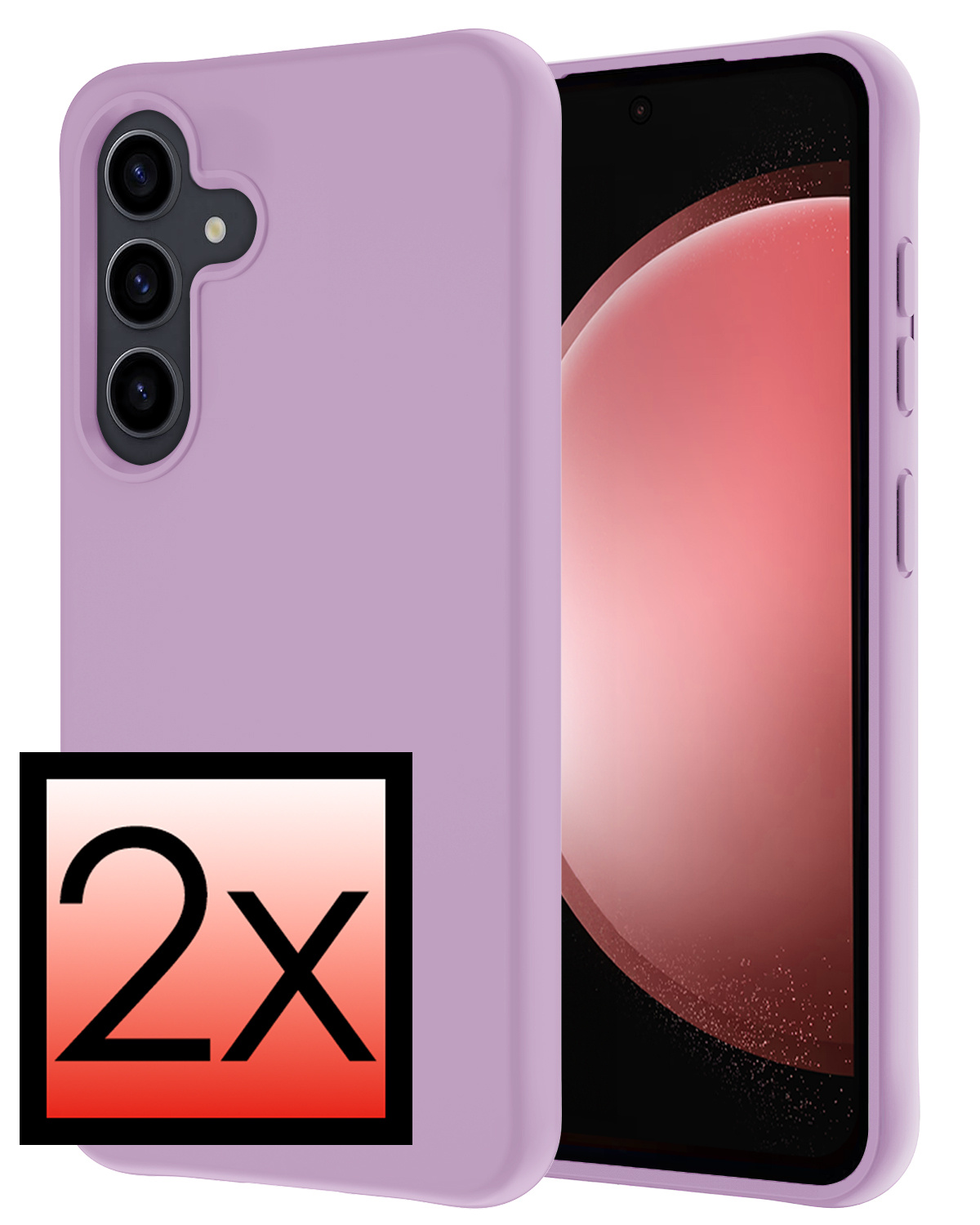 NoXx Hoes Geschikt voor Samsung S23 FE Hoesje Cover Siliconen Back Case Hoes - Lila - 2x